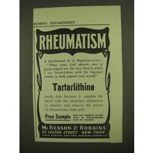 1909 McKesson & Robbins Tartarlithine Ad