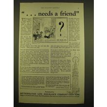 1924 Metropolitan Life Insurance Ad - needs a friend