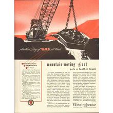 WESTINGHOUSE ELECTRIC MFG CO 1943 mountain moving giant WW2 vintage ad