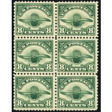 C4, Mint F-VF NH 8¢ Block of Six Stamps CV $210.00 - Stuart Katz