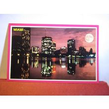 THE CITY AT NIGHT, MIAMI, FLORIDA .. unused postcard #