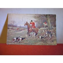 FOX-HUNTING by J. Sanderson Wells used antique postcard by Samuels 1914 pm =