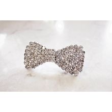 Small bow shaped crystal hair barrette clip bridal clip bridal barrette