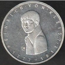 1977 G Germany 5 Mark Silver Coin 200th Ann Birth Henrich von Kleist