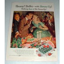 1957 Seven-Up 7-Up Soda Ad - Hooray! Buffet!