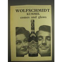 1959 Wolfschmidt Kummel Ad - Comes and Glows