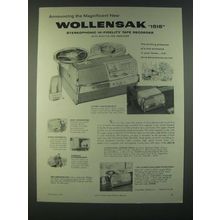 1959 Wollensak 1515 Tape Recorder Ad - Announcing the magnificent new Wollensak