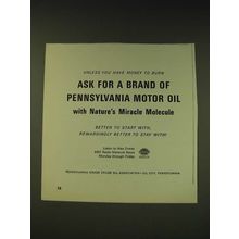 1963 PennsylvaniaMotor Oil Ad - Unless you have money to burn