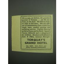 1948 Torquay's Grand Hotel Ad - We occupy, we believe, the grandest position