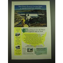 1957 Washington State Tourism Ad - See Giant Grand Coulee Dam
