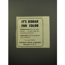 1950 Eastman Kodak Company Ad - ItÕs Kodak for Color