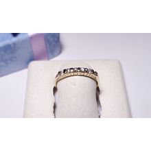 Estate 1/4ctw Natural Rd Diamond Bar set channel 14Kt Yellow Gold Band Ring22542
