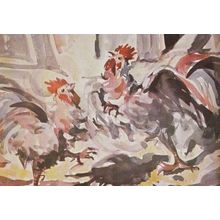 Najib Yunis Angry Hens Birds Iraq Iraqi Artist Painting Postcard