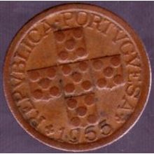 1955 Portugal 10 Centavos Coin