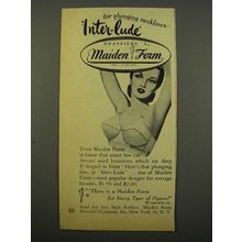 1949 Maiden Form Inter-Lude Bra Ad - Plunging Necklines