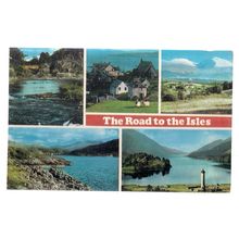 THE ROAD TO THE ISLES, multiview SCOTLAND used vintage postcard. 1982 pm =
