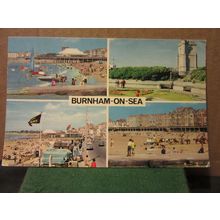 multiview, BURNHAM-ON-SEA, SOMERSET used postcard 1980 pm Colourmaster #