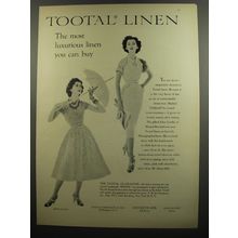 1952 Tootal Linen Ad - Cocktail and Resort Dresses by John Casella
