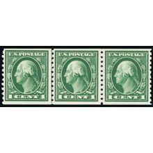 443, Mint VF NH 1¢ Scarce Coil Line Strip of 3 Stamps - Stuart Katz