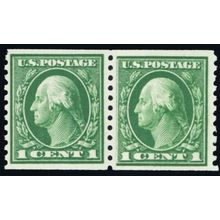443, Mint VF NH 1¢ Paste Up Pair With PL# 6974 Under Tab - Stuart Katz