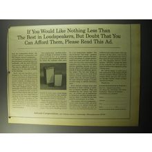 1973 Advent Loudspeakers Ad - If you would like nothing less than the best