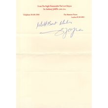 Anthony Jolliffe London Mayor & Dorset Hand Signed Autograph
