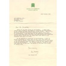 Ian Stewart Hitchin Herts Conservative MP Recession Hand Signed 1981 Letter