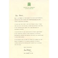 Ian Stewart Hitchin Herts Conservative MP 18th Birthday Invitation Letter