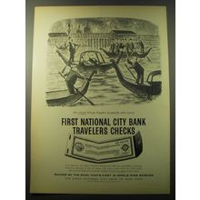 1960 First National City Bank Travelers Checks Ad - art by William Steig