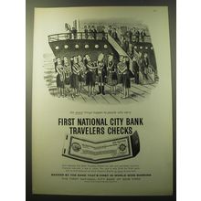 1960 First National City Bank Travelers Checks Ad - William Steig Art