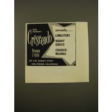 1961 Gene Norman's Crescendo Advertisement - Buddy Greco Charlie Manna