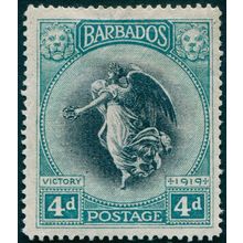Barbados 1920 4d black & blue-green Victory SG207 unused