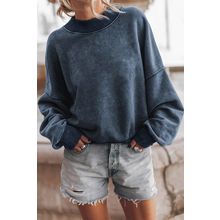 Sky Blue Drop Shoulder Crew Neck Pullover Sweatshirt