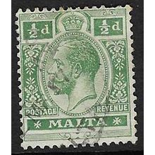 MALTA 1914-21 GEORGE V 1/2d VALUE USED SG71
