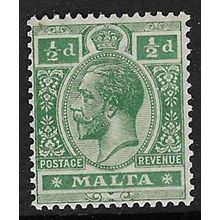 MALTA 1921-2 GEORGE V ½d WMK MULT SCRIPT CA VALUE MINT HINGED SG98