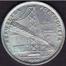 1966 Portugal 20 Escudos Silver Coin Opening of Salazar Bridge