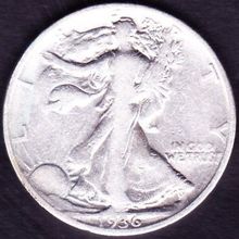1936 D USA 50 Cents Silver Coin Liberty Walking