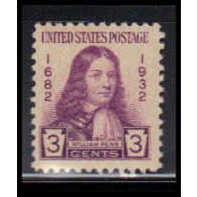 724 3c William Penn Fine MNH O0122