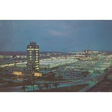 Los Angeles Airport At Night Illuminations 1960s Postcard