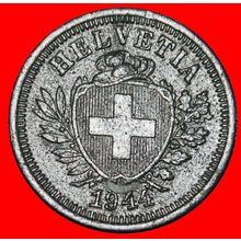 Ⰶ HAT ON THE SHIELD: SWITZERLAND★ 1 RAPPEN 1944B! WAR ISSUE★LOW START★NO RESERVE