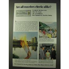 1965 First National City Bank Travelers Checks Ad - Are All Alike