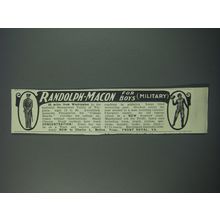 1930 Randolph-Macon for Boys (Military) Ad - 68 miles from Washington