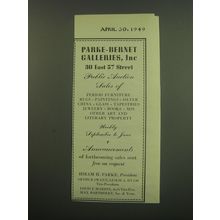 1949 Parke-Bernet Galleries Ad - Parke-Bernet Galleries, Inc 30 East 57 Street