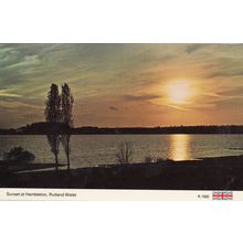 Sunset at Hambleton Rutland Northampton 1970s Postcard