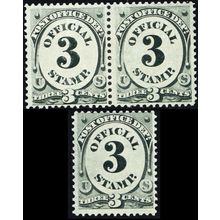 O49, Mint OG NH Three 3¢ Official Stamps SCV $75.00 - Stuart Katz