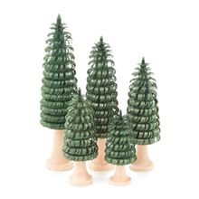 081-003 - Dregeno Shaved Wooden Trees - Set of 5 Green Trees - 5CM, 6CM, 8CM,...