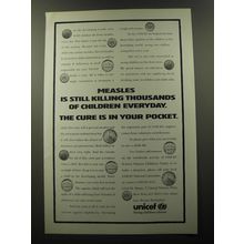 1992 UNICEF United Nations Children's Fund Ad - Measles is still killing
