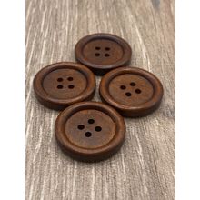25mm Large Round Brown Wooden Buttons 4-Hole Knitting Cardigan Coat Sewing