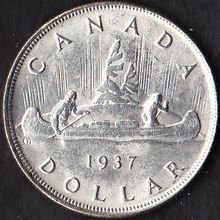 1937 Canada 1 Dollar Silver Coin Voyager