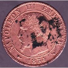 1854 W France 5 Centimes Coin